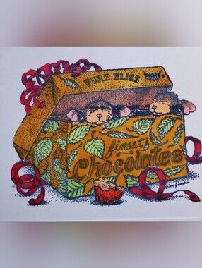 HOUSE MOUSE In Fruit box Rubber Stamp